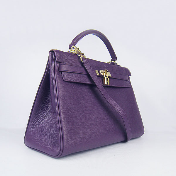 High Quality Hermes Kelly 35cm Togo Leather Bag Purple 6308